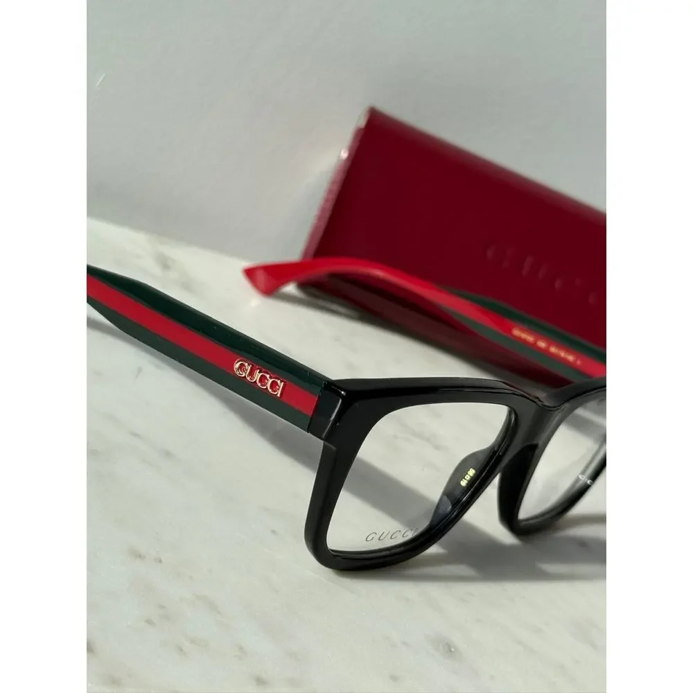NEW Gucci GG1870O Black Striped Temple Eyeglasses Frames